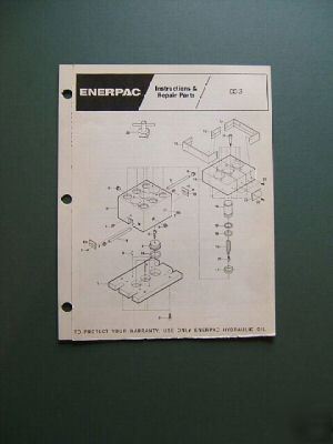 Enerpac cc-3/CC3 collet chuck inst/repair parts booklet
