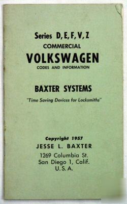 Volkswagen - baxter locksmith auto code book from 1957