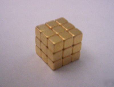 27 rare neodymium earth magnets gold k block cube 1/8