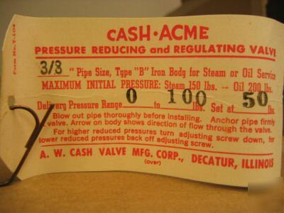 Cash acme pressure reducing&regulating valve type 