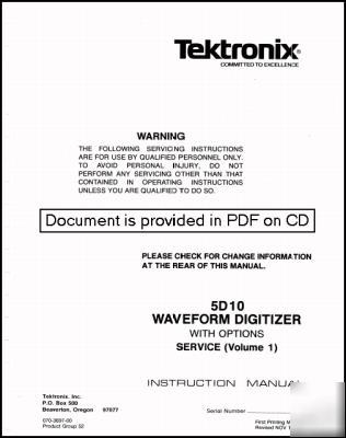 Tek 5D10 service manual volume 1 with no missing pages