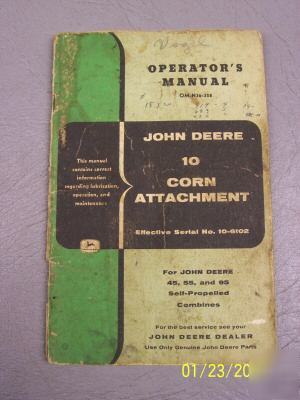 John deere 10 corn attachment operator's manual