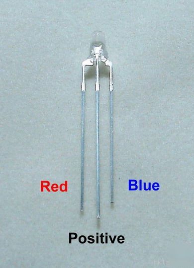 15X blue / red 3MM 3 lead led bulb free resistors