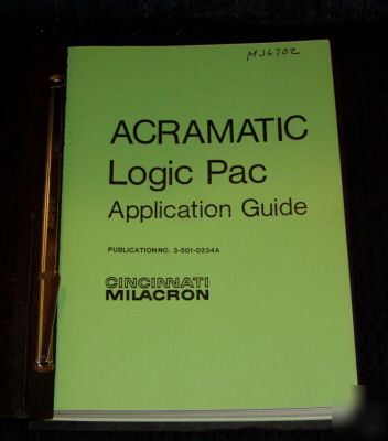 Cincinnati milacron acramatic logic pac app. manual cnc