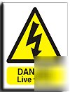 Danger live wires sign-adh.vinyl-300X400MM(wa-043-am)