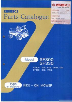 Iseki SF330 out front mower tractor parts book catalog