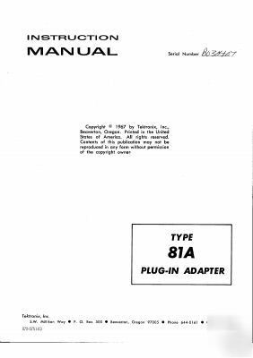 Tek tektronix 81A adaptor operation & service manual