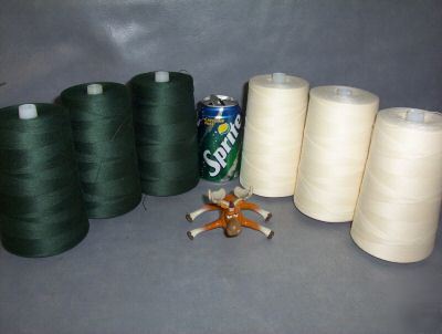 Industrial sewing machine thread 3 evergreen 3 eggshell