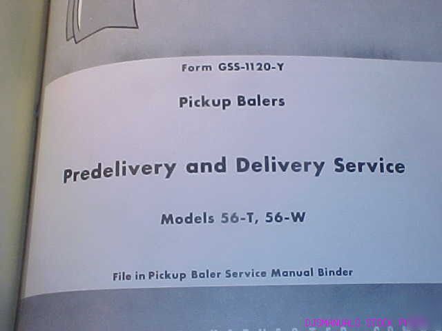 Ih 56 t 56 w pickup baler delivery service manual