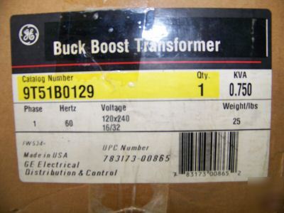 New ge buck boost transformer .75 kva 9T51BO129 1P 