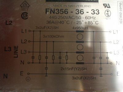 Schaffner high current filter 36AMP FN356-36-33