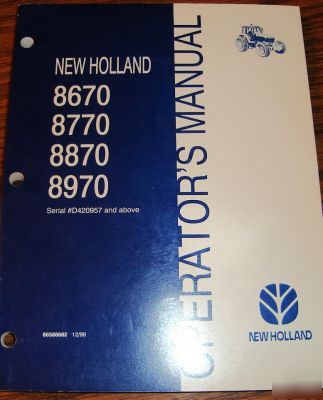 New holland 8670 to 8970 tractor operator's manual nh