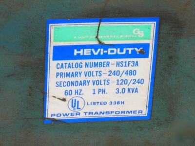 Hevi-duty transformer HS1F3A single phase 3.0 kva wall