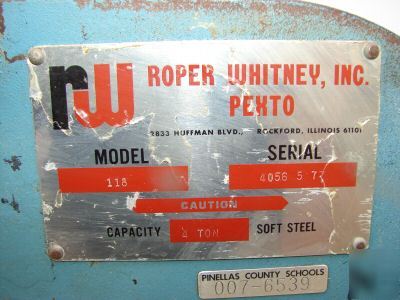 Roper whitney jensen pexto 118 hand punch press