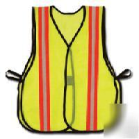 High visibility mesh vest lime/orange stripe, 2 sizes 