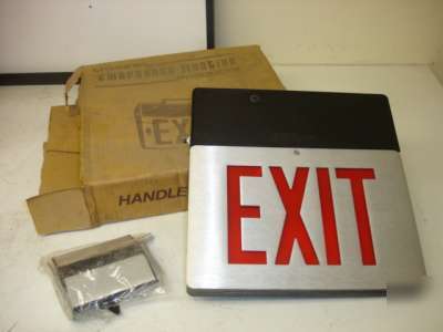 New litonia led exit sign silver black red * in box *
