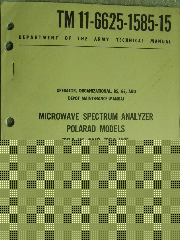 Polarad electronics tsa-w and tsa-wf manual