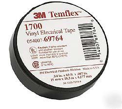 3M 1700 temflex black vinyl electrical tape 500 rolls