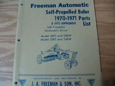 Freeman model 200T 200W 330T 330W baler parts list