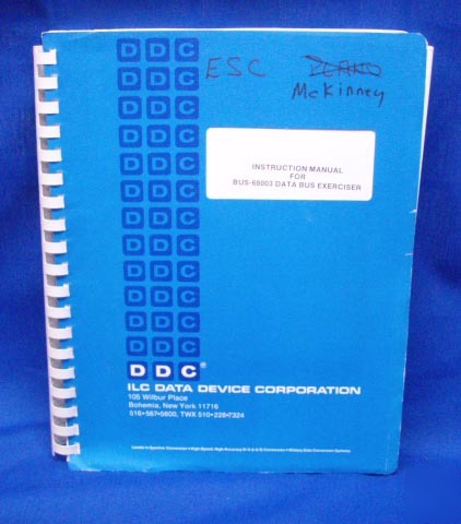 Ddc bus-68003 data bus exerciser service manual