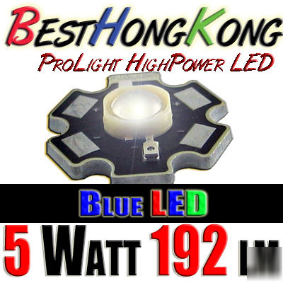 High power led set of 50 prolight 5W blue 192 lumen