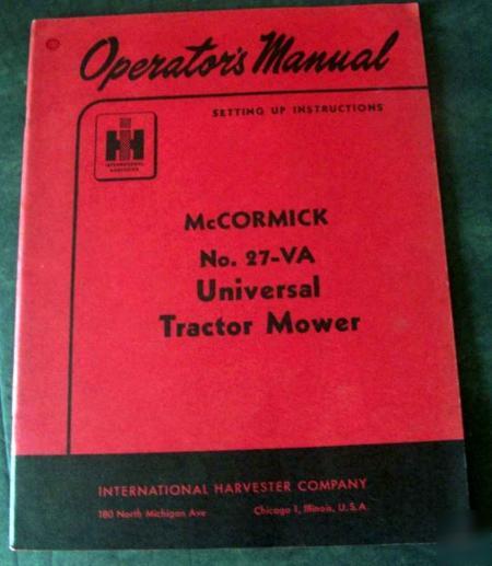 Ih international 27-va universal tractor mower manual
