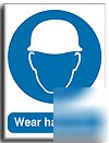 Wear hard hats sign-adh.vinyl-300X400MM(ma-014-am)