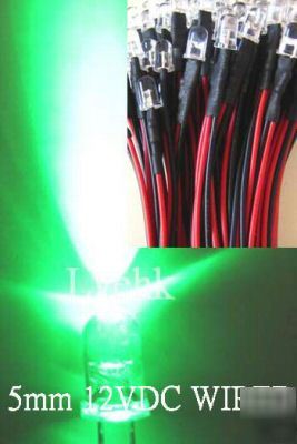 100P 12VDC pre wired 5MM 18,000MCD green led custom car