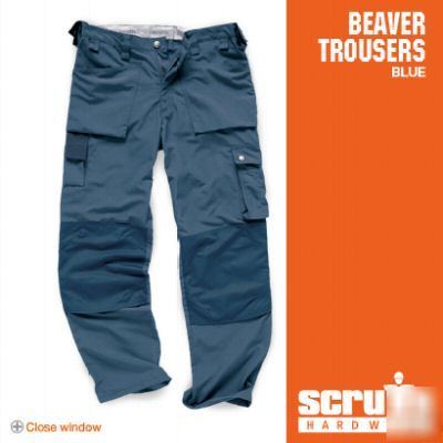 Scruffs beaver trousers blue W32 L32 +free socks
