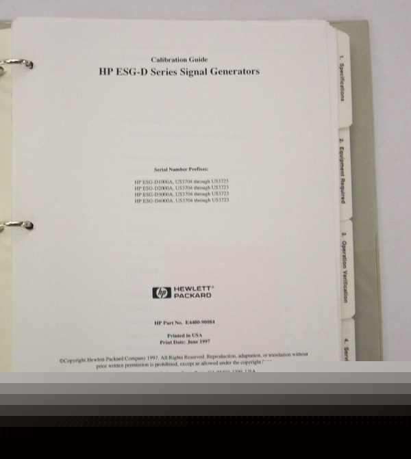 Hp esg-d series signal generators calibration manual