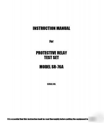 Instruction manual -avo, multi-amp sr-76 relay test set