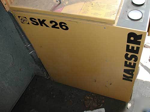 Kaeser SK26 screw air compressor, dryer, 120-gal tank