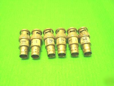 Lot of 6 jfw attenuator 500MHZ 8DB 75OHM 2WATT bnc