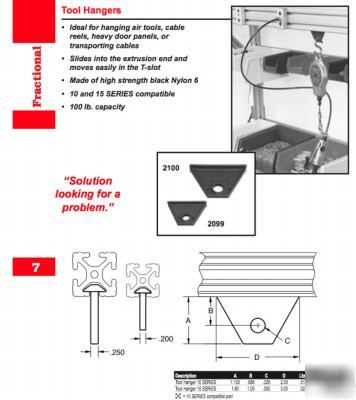 3 #2100 tool hangers for #8020 (80/20 inc) alum. ext.