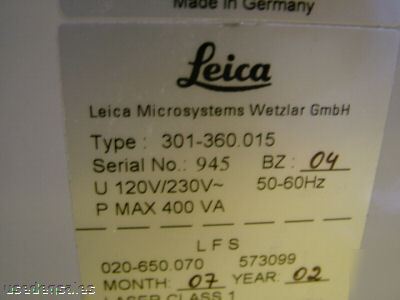 Leica microsystems laser power supply 020-654.037-000