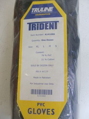 Pkg of 12 truline trident heavy duty pvc gloves