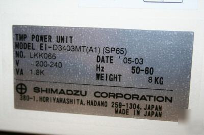 New shimadzu el D3403MT controller, turbo pump, oem 