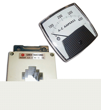 400 amp current transformer and panel meter for motor