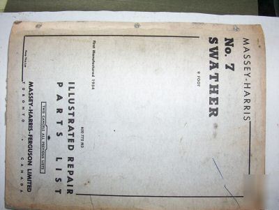 Massey harris no.7 swather repair manual