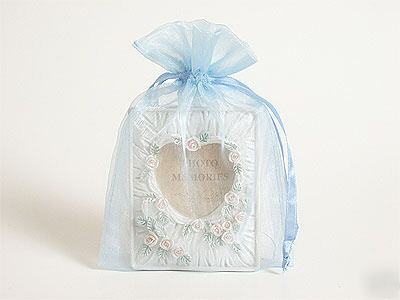 20 pcs 4X5 light blue organza fabric pouch bags