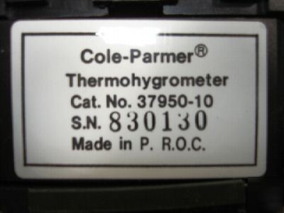 Cole-parmer handheld thermohygrometer * powers up * 