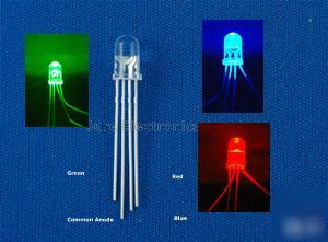 100 pcs 5MM rgb led 4000MCD common anode & free r