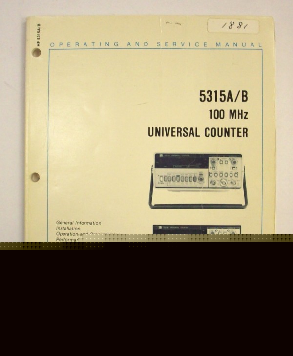 Hp 5315A/b 100 mhz universal counter op/service manual
