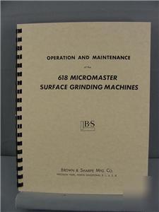 Brown & sharpe 618 micromaster grinder manual