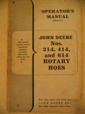 John deere 214 414 614 rotary hoe operator manual