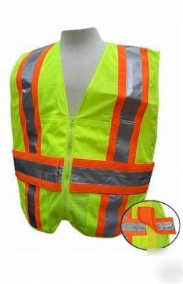 Hi-viz class ii adjustable safety vest - med - xlg