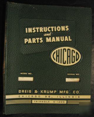 Chicago model 135 instructions & parts manual