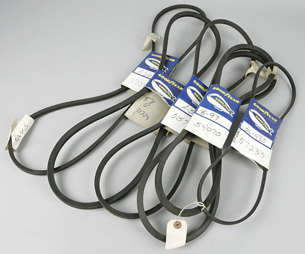 Lot 5 asst goodyear belts a-66, a-56, b-97, 3L-430,B58