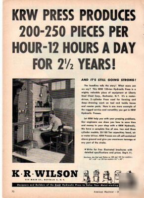 Kr wilson krw hydraulic press buffalo ny ad 1953