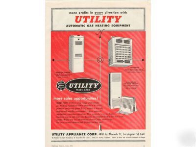 Utility appliance corp gas heating furnace ad 1951